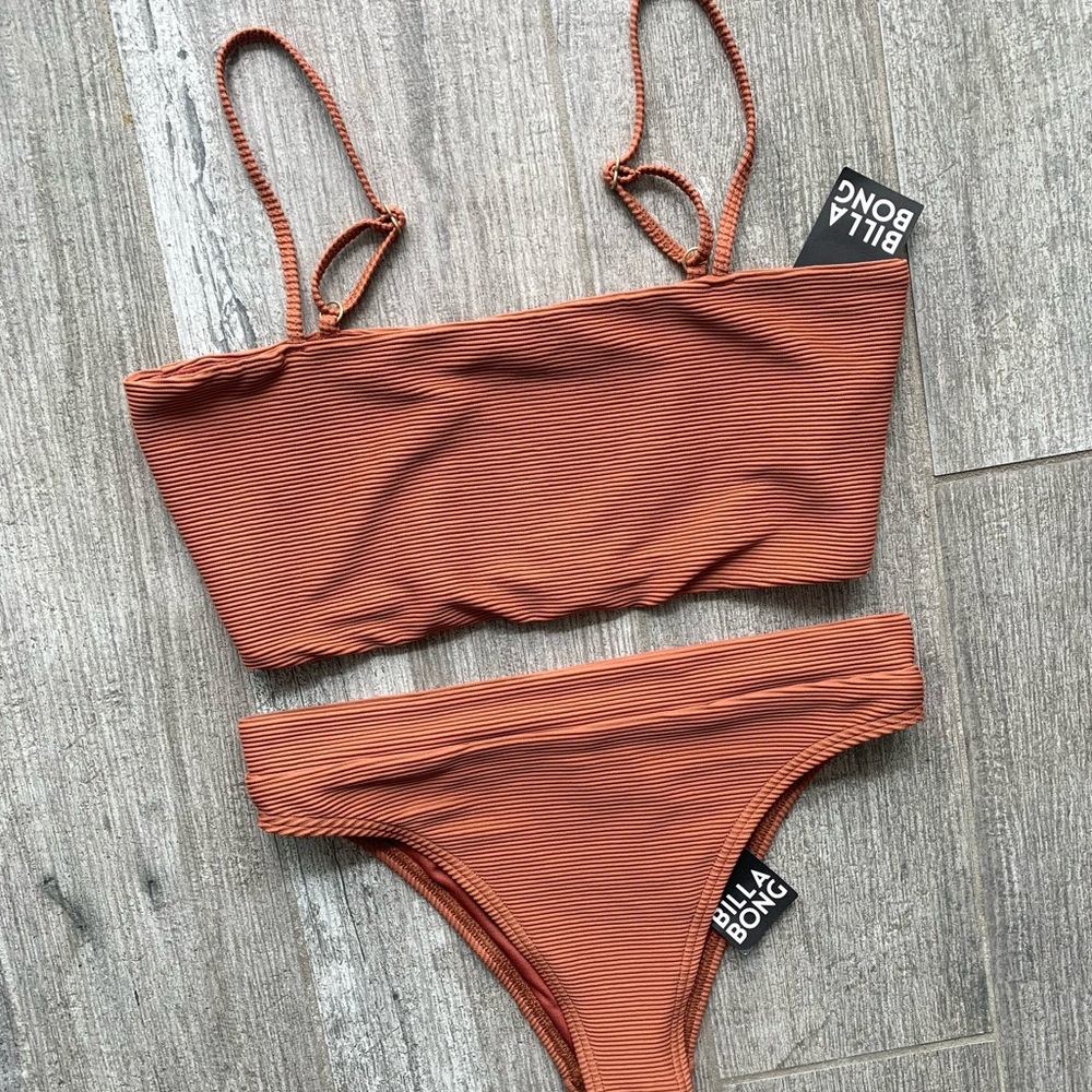 Billabong Rust Ribbed Bikini Set
